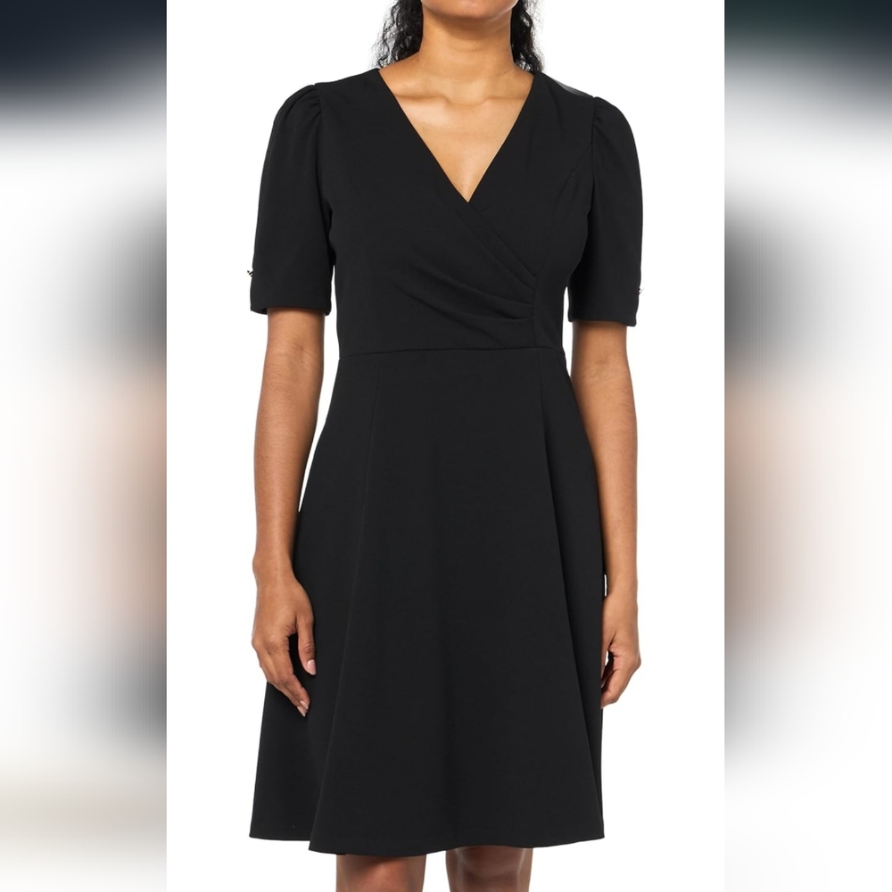 DKNY Womens Wear to Work Vneck Short Sleeve dress